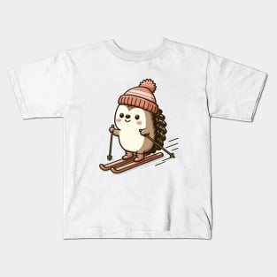 Cute hedgehog Skiing Kids T-Shirt